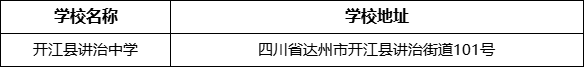 達州市開江縣講治中學學校地址在哪里？