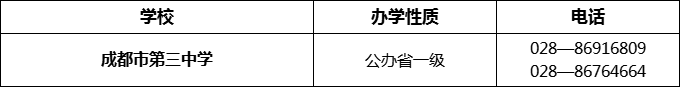 2024年成都市第三中學(xué)招辦電話是多少？