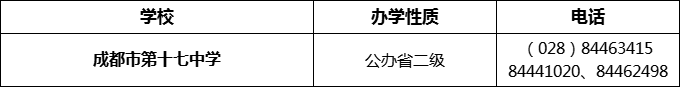 2024年成都市第十七中學(xué)招辦電話是多少？