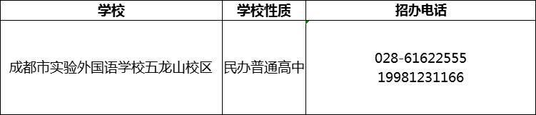 2024年成都市實驗外國語學校五龍山校區(qū)招辦電話是多少？