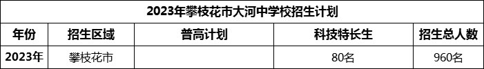 2024年攀枝花市大河中學(xué)校招生計(jì)劃是多少？