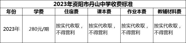 2024年資陽市丹山中學(xué)學(xué)費(fèi)多少錢？