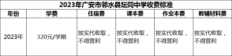 2024年廣安市鄰水縣壇同中學(xué)學(xué)費(fèi)多少錢？