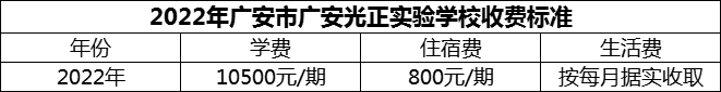 2024年廣安市廣安光正實驗學校學費多少錢？