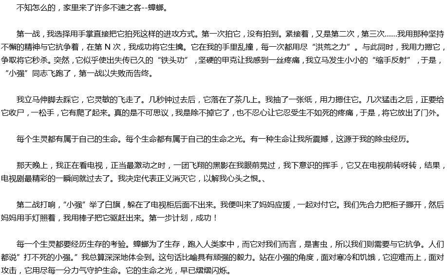 2020年中考滿(mǎn)分作文800字參考范文：生命之光