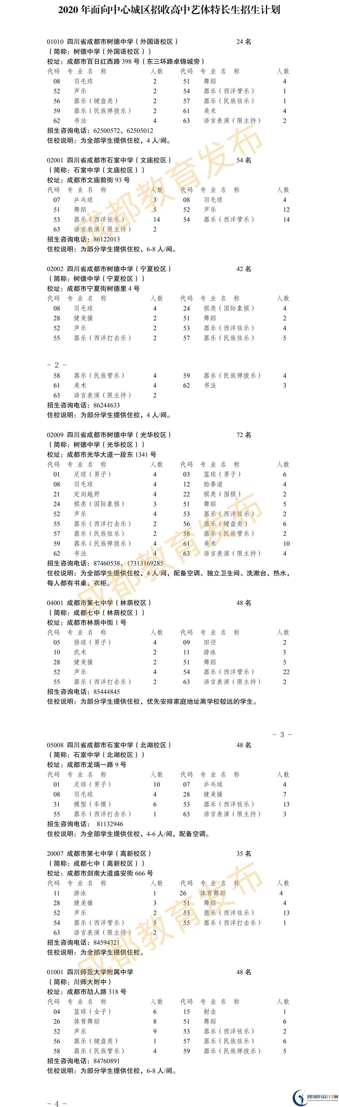 2020年成都市高中藝體特長生招生政策出爐！附招生計(jì)劃