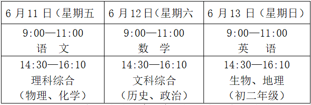 2022年德陽市會考時(shí)間安排情況