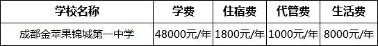 成都市成都金蘋(píng)果錦城第一中學(xué)2022年學(xué)費(fèi)